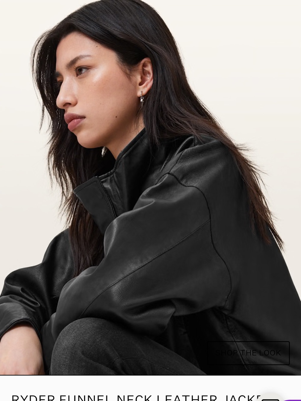 All Saints Ryder Black Cropped Leather Jacket - Picture 12 of 16
